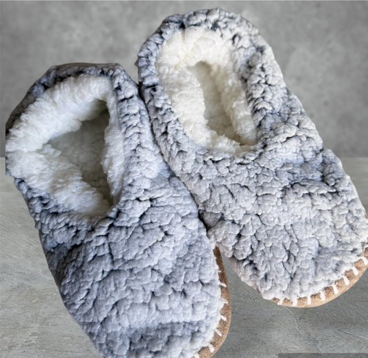 Womens Plush Grey Slipper Socks House Shoes