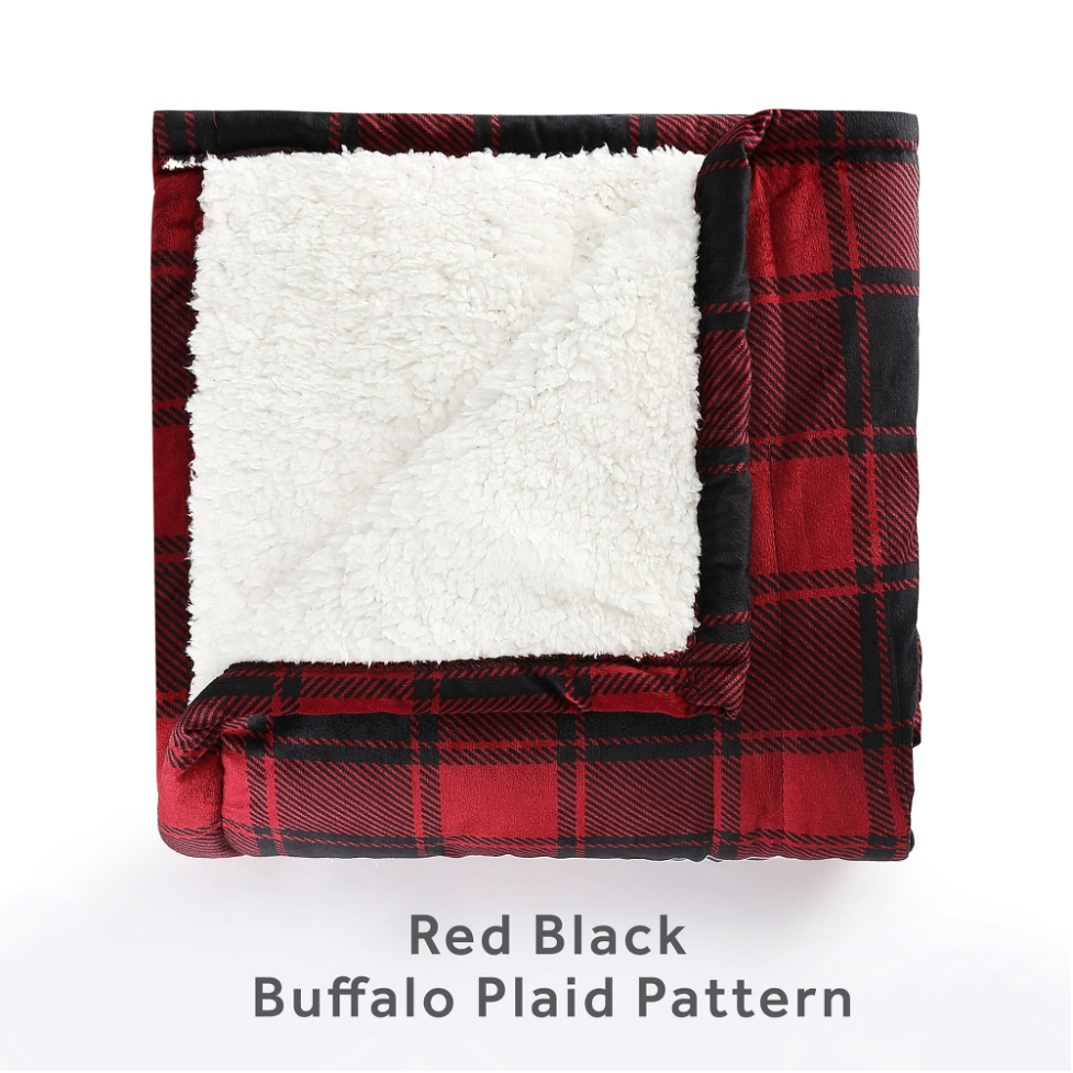 Sunbeam Sherpa Heated Electric Throw, 50" X 60", Red Plaid