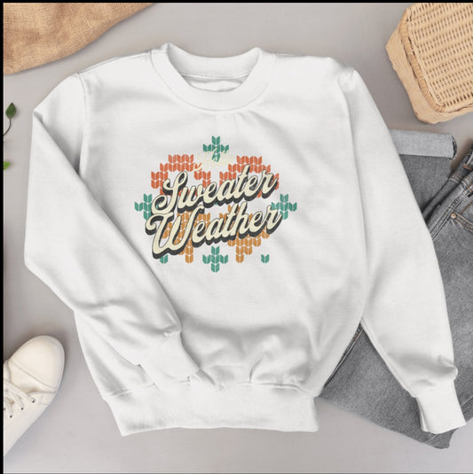 Comfy Hello Sweater Weather Letter Print and Graphic Sweatshirt