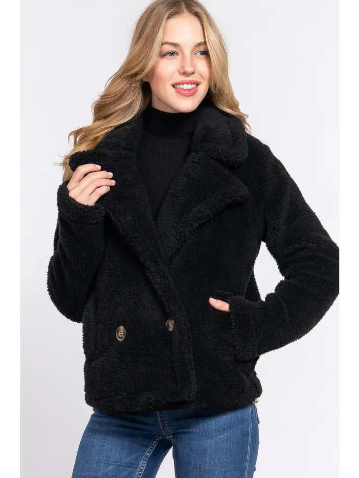 Notched Collar Sherpa Jacket